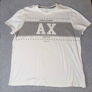 Armani Exchange AX Mens XXL Slim White Short Sleeve Graphic T-Shirt Since 1991